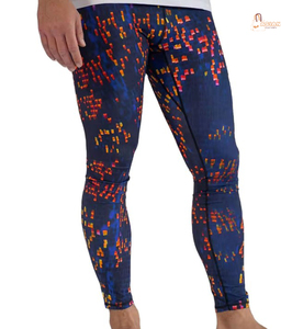 Leggings de fitness pour hommes, taille élastique, couleur unie, amincissant, longueur intégrale, respirant, résistant à l'eau, séchage rapide - Product Image 1