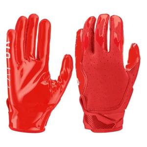 Guantes Deportivos de Fútbol Americano Rojos Hechos a Medida OEM, Completamente Rojos, de PU, Impermeables, Antideslizantes, con Cierre de Gancho y Bucle, Unisex, con Palma Adhesiva - Product Image 1