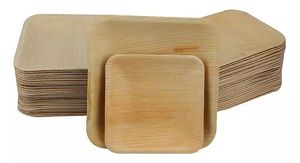 Assiettes jetables en feuilles de palmier carrées, écologiques, biodégradables, réutilisables, pour fêtes, compatibles congélateur et lave-vaisselle, style décontracté, naturelles - Product Image 3