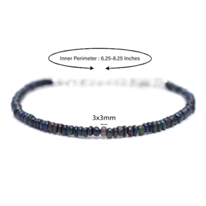 Natural Ethiopian Opal Classic Strand Bracelet 925 Sterling Silver Smooth Gemstone Handmade Unique Design High Quality For Women - Product Image 2