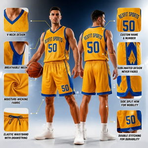 Camiseta de Baloncesto Rexfit de Buena Calidad, Directamente de Fábrica, Personalizada, de Primera Categoría, Uniforme de Baloncesto Transpirable - Product Image 6