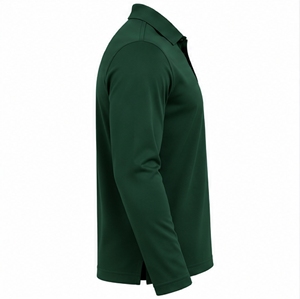 Camiseta Polo de Manga Larga para Hombre Index Apparel, Color Verde Sólido, Logotipo Bordado, Cierre de Botones, Estilo Casual - Product Image 3