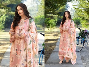 Nuevo conjunto de ropa pakistaní para mujer, de algodón puro, con bordados elaborados y parches aplicados. - Product Image 6