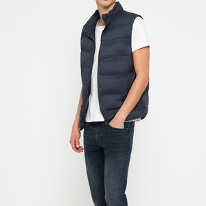 Chaleco de plumón sin mangas con cremallera completa, cuello alto, térmico, suave, informal, transpirable, para caballeros. - Product Image 6