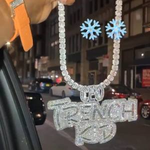 Collier pendentif élégant en argent sterling et moissanite, bijou de mode étincelant de style hip-hop, cadeau idéal - Product Image 2