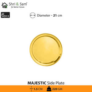 Majestic 6 PCS Stainless Steel Side <b>Plate</b> with <b>Gold</b> PVD Coating Dishes & <b>Plates</b> - Product Image 3