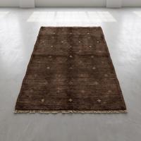 Tapis d'intérieur marocain en laine noué à la main, motif floral, brun chocolat intense, à poils plats, décoratif, avec franges et pompons, taille moyenne