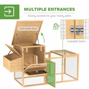 Gallinero de Madera Natural de 75 cm con Nido, Bandeja Extraíble y Rampa para Jardín o Patio Trasero, Jaulas para Animales - Product Image 4