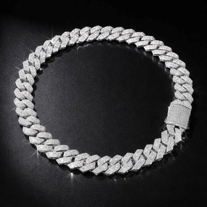 12mm Cuban Link <b>Chain</b> 925 Silver Heavy Borderless <b>Iced</b> <b>Out</b> Miami VVS Hip Hop Moissanite Cuban <b>Chain</b> - Product Image 2