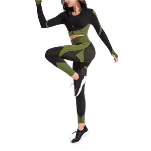 Conjunto de Ropa Deportiva para Mujer, Leggings de Yoga Transpirables y Ligeros, Conjunto de Brasier sin Costuras con Cintura Elástica y Diseño Sólido - Product Image 1