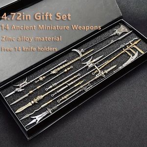 Mini spada antica espositore Set unico metallo spada arma modello portachiavi ciondolo per gli appassionati di storia decorazioni per feste - Product Image 1