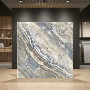 Azulejo de Porcelana Vistaar Royal con Aspecto de Mármol Líquido, Acabado Brillante, Diseño Bookmatch para Pared, 600x600mm - Product Image 5
