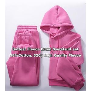 Conjuntos de Sudadera con Capucha y Pantalones Deportivos de Felpa Francesa Desgastada de Alta Calidad para Mujer, Estampado Puff, Transpirable, de Algodón, Personalizado - Product Image 5