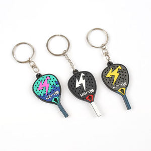 <b>Rubber</b> Tennis Racket Keychain Pickleball Player Keychain Sports Padel Pvc Keychain for Sport Events - Product Image 1