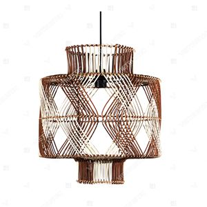 Abat-jour de lampe suspendue en rotin tissé à la main, écologique, bicolore, pour la décoration intérieure - Product Image 2