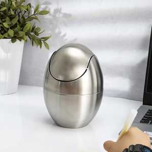 Luxury Mini Stainless Steel Desktop Trash Can with <b>Swing</b> Lid Portable Egg Shaped Small Waste Bin for Office Table Bathroom Vanit - Product Image 1