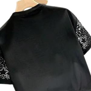 Camiseta con Pedrería de Estrellas para Mujer y Hombre, 100% Algodón, con Cristales Brillantes, Top de Moda, Ropa Urbana de Lujo, con Logotipo Personalizado - Product Image 3