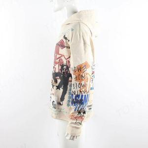 Sweat à capuche zippé surdimensionné pour homme Slepton, imprimé motif voyage vintage, en coton tricoté, veste streetwear automne - Product Image 5