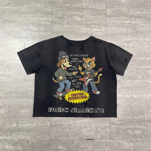 T-shirt oversize pour homme, style streetwear, imprimé dessin animé, manches courtes, col rond, grande taille, tissu jersey 100% coton, design imprimé - Product Image 3