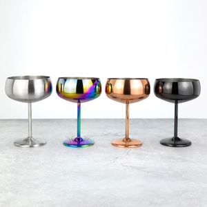 Custom Color Logo 450ml SS304 Stainless Steel Reusable Long Stem Martini Cocktail Wine Glass <b>Bar</b> Metal Champagne Coupe Goblet - Product Image 2