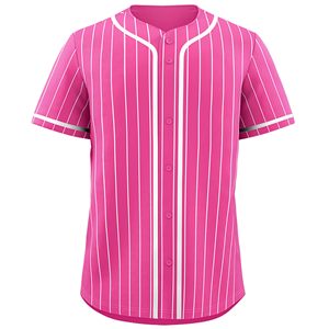Custom Unisex Pink Striped Short Sleeve <b>Baseball</b> Jersey Breathable Polyester Regular Fit All Seasons Apparel - Product Image 1