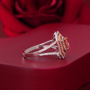 <b>Fine</b> Red Halo Lab Grown Diamond <b>Ring</b> 0.71 CT 14K Gold - Product Image 3