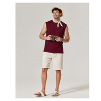 Débardeur sans manches surdimensionné en coton mélangé tricoté, respirant, style sport, col rond, personnalisé pour homme