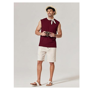 Factory Custom Men's Crew Neck Knitted Cotton <b>Blend</b> Breathable Sports Style Over Size Cut-Off Sleeveless Tank Top - Product Image 5