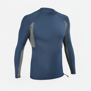 <b>Men</b> Full Sleeve Rash Guard Color Blocked UPF50+ <b>Compression</b> <b>Shirt</b> Polyester Adult Swimwear Top - Product Image 1