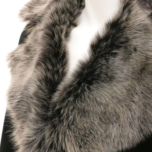 Women's Regular Black Canvas Coat Fox <b>Fur</b> Collar Cuffs Breathable Windproof Winter Elegant Style Full Sleeve Detachable Lining - Product Image 4