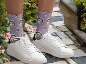 SPLENDID APPAREL Custom Face Crew <b>Socks</b> Digital Printing Unisex Breathable Knitted 95% <b>Polyester</b> Daily Wear Navy Blue Patterned - Product Image 2