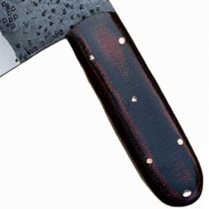 Cuchillos profesionales para cortar carne con hoja rectangular ancha, mango de madera resistente remachado y funda de cuero. - Product Image 3