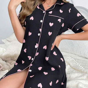 Vestido de Dormir para Mujer, de Verano, Tejido, Transpirable, Ligero, de Manga Corta, Cintura Elástica, Alta Calidad, Servicio OEM, Venta al Por Mayor - Product Image 4