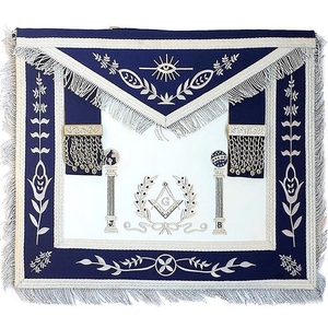 Tablier maçonnique noir et blanc à imprimé géométrique, avec franges et ruban artisanal, design traditionnel simple face - Product Image 4