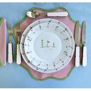 Juego de cubiertos de diseño con mango de resina blanca para eventos, bodas, fiestas, 5 piezas, cubertería, cuchara, tenedor, cuchillo - Product Image 1