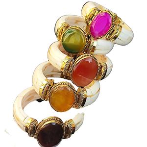 Oro multi metálico genuino Natural cuerno de búfalo hueso resina lacado pulseras cuerno brazalete pulsera regalo mujer brazalete regalo - Product Image 1