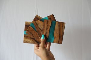 Luxury <b>Walnut</b> Resin Coasters for Premium <b>Table</b> Setup Handmade <b>Walnut</b> Wood Epoxy Coasters for Daily Use - Product Image 2
