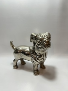 Figurine de chien bouledogue en métal argenté, statue d'animal moderne, ornement décoratif de table, décoration de bureau, Nouvel An, Noël - Product Image 2
