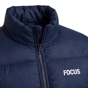 Blouson bomber unisexe bleu marine épais coupe-vent en coton matelassé à col montant brodé zippé décontracté printemps - Product Image 6