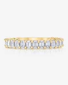 3.6mm Emerald Cut Lab Grown Diamond Half Eternity Wedding Bands 14K Solid Gold Minimalist <b>Stacking</b> <b>Rings</b> Factory Price Wholesale - Product Image 1