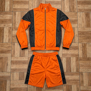 Ensemble de survêtement décontracté pour homme, personnalisé, léger, en maille unie, brodé, veste en nylon, sweat à capuche, short, coupe-vent - Product Image 2