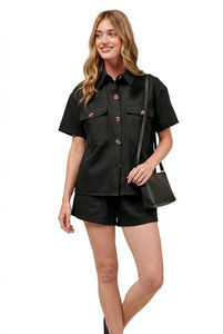 Conjunto de Camisa y Pantalones Cortos de Mezclilla con Botones SO ME para el Día del Partido - Product Image 3