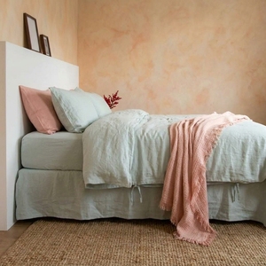 Juego de Ropa de Cama de Lino Jacquard Estampado Simple, 3 Piezas, Transpirable, 400 Hilos, Ecológico, Resistente al Agua, de Doble Cara, Estilo Moderno - Product Image 2
