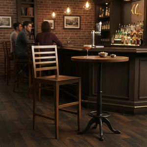 Chaise de bar contemporaine en bois massif durable avec dossier à lattes réglable, dossier confortable pour une utilisation au comptoir de cuisine ou à la salle à manger - Product Image 4
