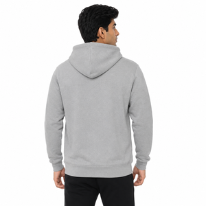 Sudadera con Capucha para Hombre, Color Gris, con Logotipo Frontal, Impermeable, 100% Algodón, Felpa, Informal, para Deportes y Gimnasio - Product Image 5