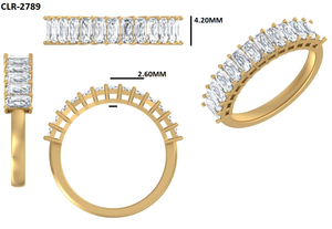 Bague de Fiançailles et de Mariage Chrétienne Demi-Éternité Lurba Jewels en Moissanite Taille Émeraude 1,45 Carat, Sertie Pavé Tendance, Or Jaune Massif 14K - Product Image 6