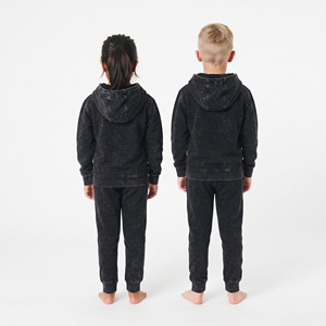 Conjunto Deportivo Informal para Niños, Sudadera con Capucha de Algodón Lavado al Ácido, Pantalones Deportivos Negros con Media Cremallera, Ropa Unisex con Estampado Personalizado - Product Image 6
