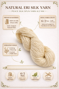 Natural Eri Silk <b>Yarn</b> for Hand Knitting & Weaving Soft Sustainable Spun Silk <b>Yarn</b> - Product Image 6