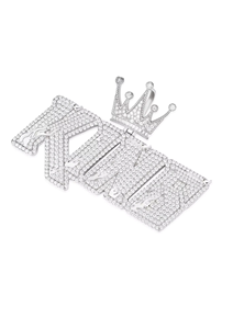 Pendentif Couronne Royale avec Strass Micro-Pavé, Breloque Hip-Hop, Bijou en Alliage pour Homme, Pendentif Thème Argent 925, Cadeau - Product Image 6