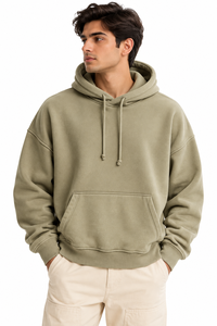 Sweat à capuche oversize délavé style vintage avec coutures apparentes, cordon de serrage noué, poche frontale et poignets côtelés - Product Image 3